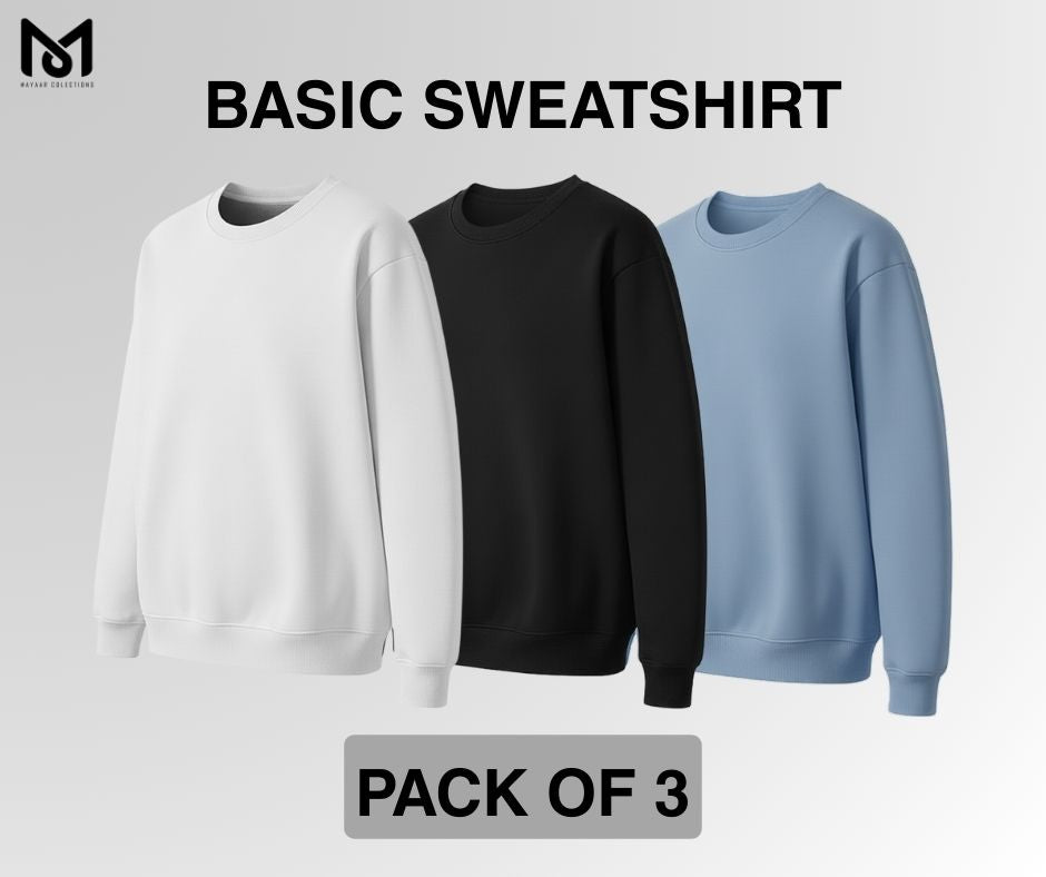 Pack of 3 Premium Basic Sweatshirts - Mayaar Collections