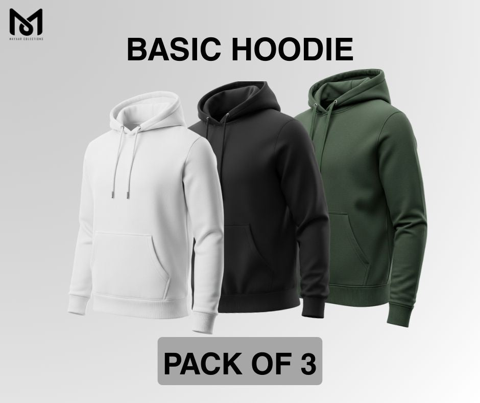 Pack of 3 Premium Basic Hoodies Pullover