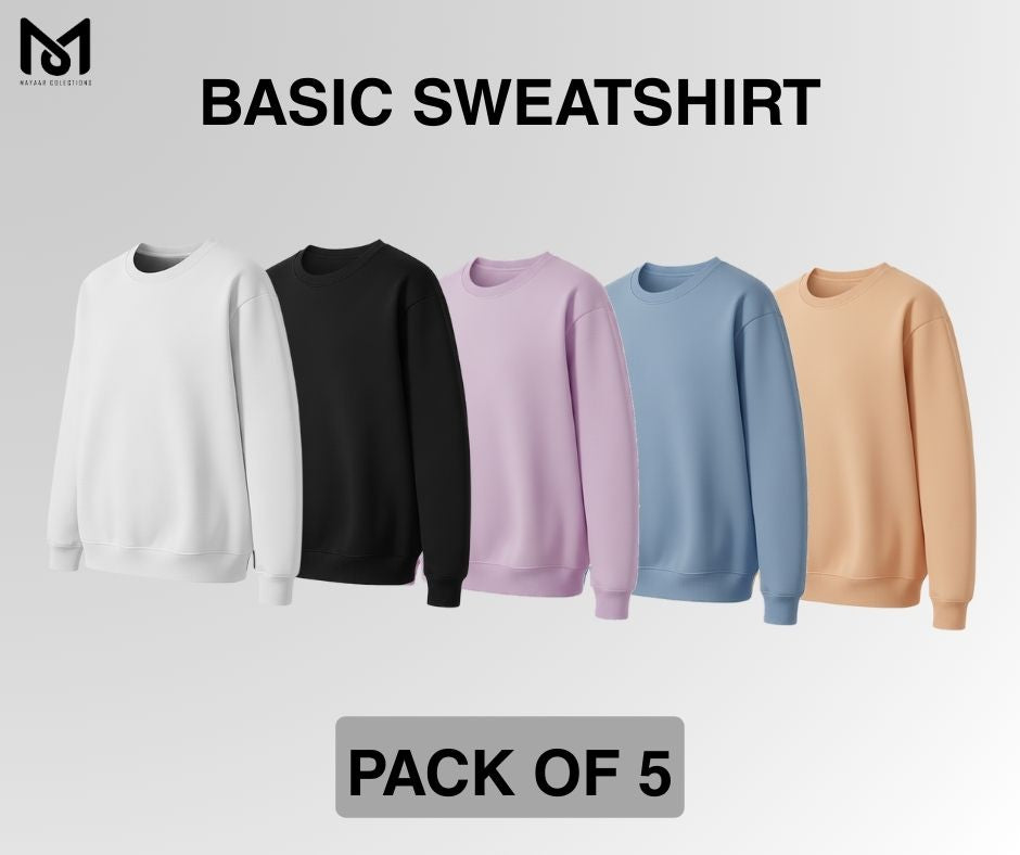 Pack of 5 Premium Basic Sweatshirts