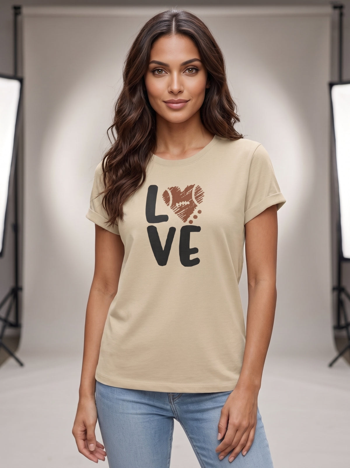 Women's T-Shirt – Short Sleeve Crew Neck Casual Tee in Beige Printed Graphic T-Shirt