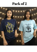 Pack of 2 Women’s Graphic T-Shirts | Casual Short Sleeve Crew Neck Tees - Mayaar Collections