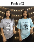 Pack of 2 Women’s Graphic T-Shirts | Casual Short Sleeve Crew Neck Tees