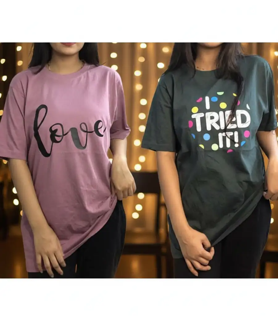 Pack of 2 Women’s Graphic T-Shirts | Casual Short Sleeve Crew Neck Tees - Mayaar Collections