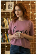Women's Tea Rose Pink Casual Graphic T-Shirt | Short Sleeve Crew Neck - Mayaar Collections