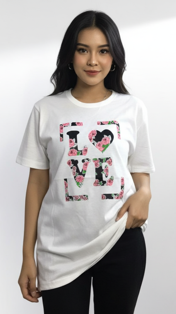 Women's White Casual Graphic T-Shirt | Short Sleeve Crew Neck - Mayaar Collections