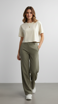 Women’s Off-White Half Sleeve Cropped T-Shirt Casual Round Neck Summer Basic Crop Top