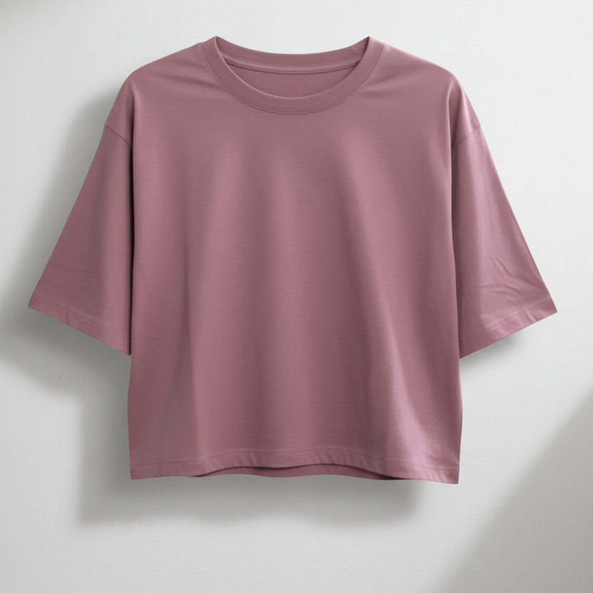 Women’s Tea Pink Half Sleeve Cropped T-Shirt Casual Round Neck Summer Basic Crop Top