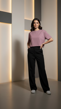 Women’s Tea Pink Half Sleeve Cropped T-Shirt Casual Round Neck Summer Basic Crop Top