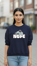 Women's Casual Crew Neck Sweatshirt Soft & Loose Fit Pullover In Navy Blue Color Graphic Printed Nope - Mayaar Collections