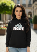 Womens Black Printed Nope Hoodie Pullover Long Sleeve Casual Fashion Sweatshirts Drawstring Gym Hooded Shirt with kangaroo Pocket - Mayaar Collections