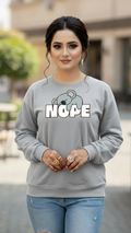 Women's Casual Crew Neck Sweatshirt Soft & Loose Fit Pullover In Gray Color Graphic Printed Nope - Mayaar Collections