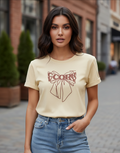 Women's T-Shirt – Short Sleeve Crew Neck Casual Tee in beige Printed Graphic T-Shirt - Mayaar Collections