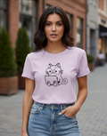 Women's T-Shirt – Short Sleeve Crew Neck Casual Tee in Light Purple Printed Graphic T-Shirt - Mayaar Collections
