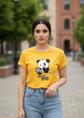 Women's T-Shirt – Short Sleeve Crew Neck Casual Tee in Yellow Printed Graphic T-Shirt - Mayaar Collections