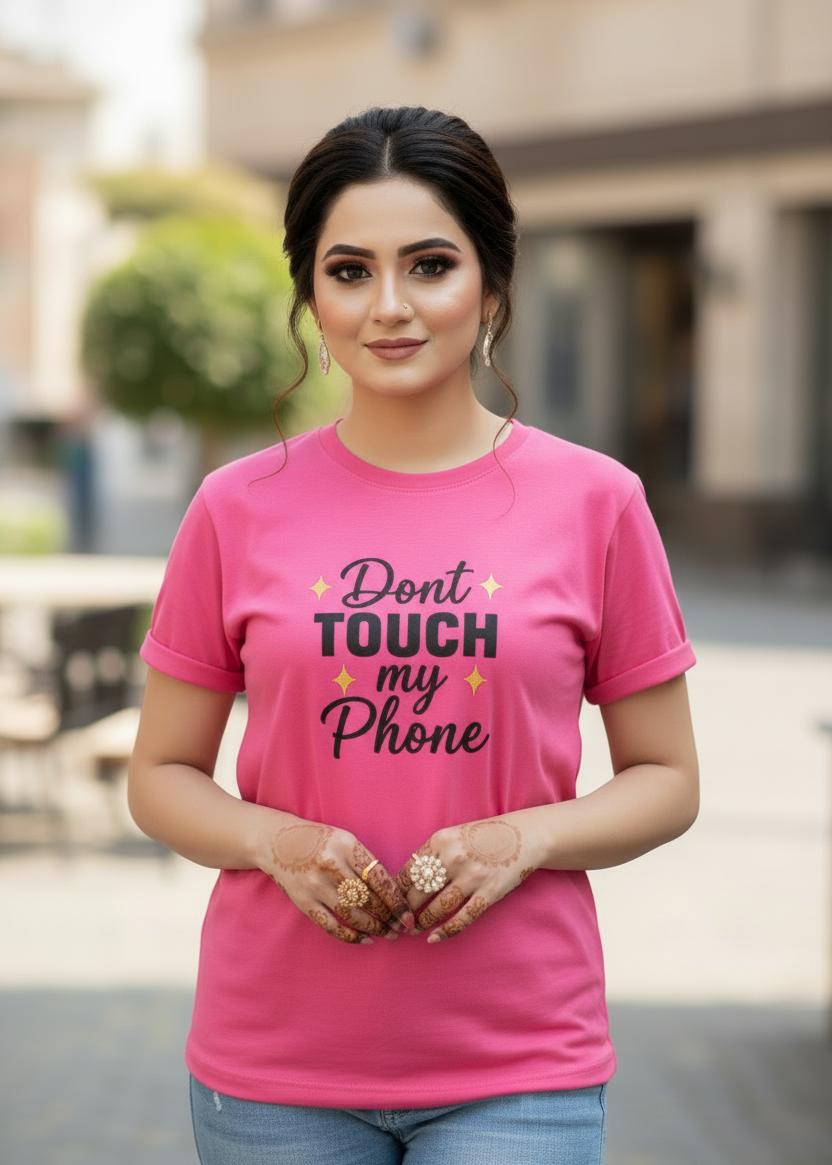 Women's T-Shirt – Short Sleeve Crew Neck Casual Tee in Pink Printed Graphic T-Shirt - Mayaar Collections