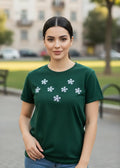 Women's T-Shirt – Short Sleeve Crew Neck Casual Tee in Green Printed Graphic T-Shirt - Mayaar Collections