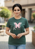 Women's T-Shirt – Short Sleeve Crew Neck Casual Tee in Green Printed Graphic T-Shirt - Mayaar Collections