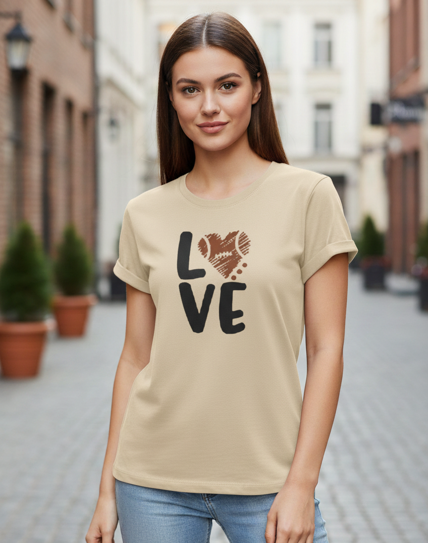 Women's T-Shirt – Short Sleeve Crew Neck Casual Tee in Beige Printed Graphic T-Shirt - Mayaar Collections