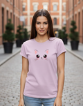 Women's T-Shirt – Short Sleeve Crew Neck Casual Tee in Baby Pink Printed Graphic T-Shirt - Mayaar Collections