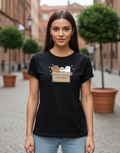 Women's T-Shirt – Short Sleeve Crew Neck Casual Tee Panda in Black Printed Graphic T-Shirt - Mayaar Collections