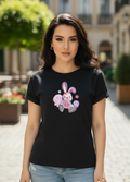 Women's T-Shirt – Short Sleeve Crew Neck Casual Tee in Black Printed Graphic T-Shirt - Mayaar Collections