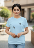 Women's T-Shirt – Short Sleeve Crew Neck Casual Tee in Sky Printed Graphic T-Shirt - Mayaar Collections