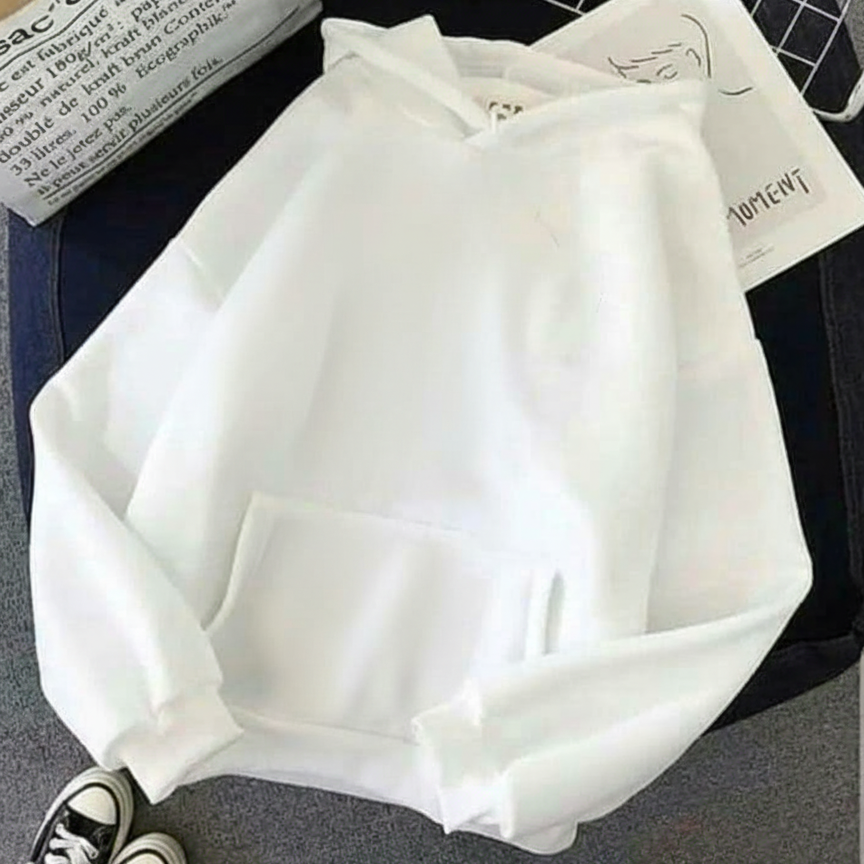 Women's Casual Crew Neck Sweatshirt Soft & Loose Fit Pullover In White Color