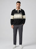 Men’s Black & Cream Pullover Hoodie – Long Sleeve Casual Sweatshirt