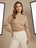 Women’s Camel Top – Half-Sleeve Round Neck Cropped T-Shirt
