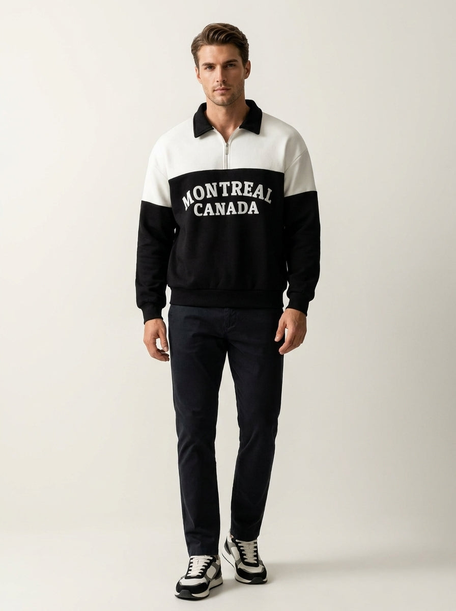 Men’s Black & White Hoodie – Pullover Long Sleeve Casual Sweatshirt for Gym & Everyday Wear