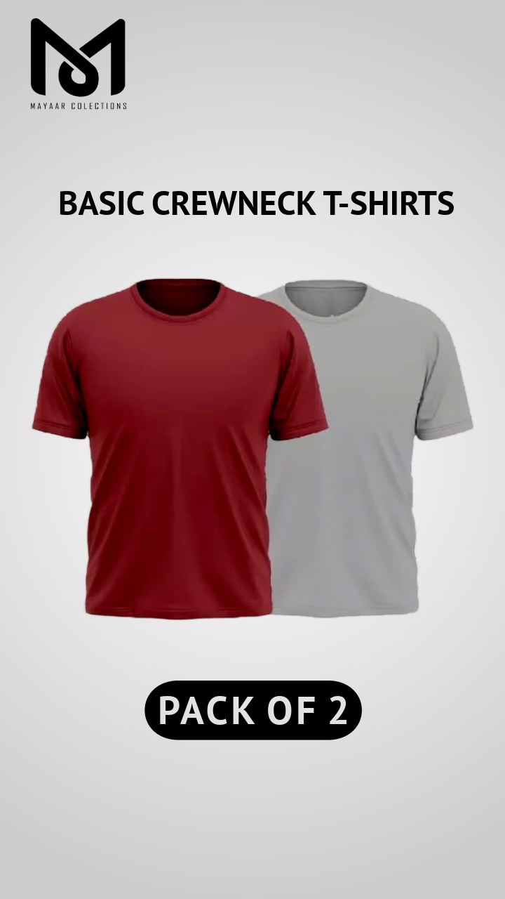 Pack of 2 Men's Premium Heavyweight Crewneck T-Shirts - Slim Fit