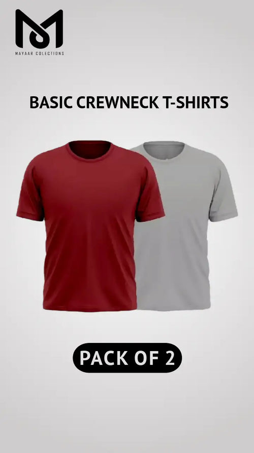 Pack of 2 Men’s Casual Short Sleeve Crew Neck Tees - Mayaar Collections