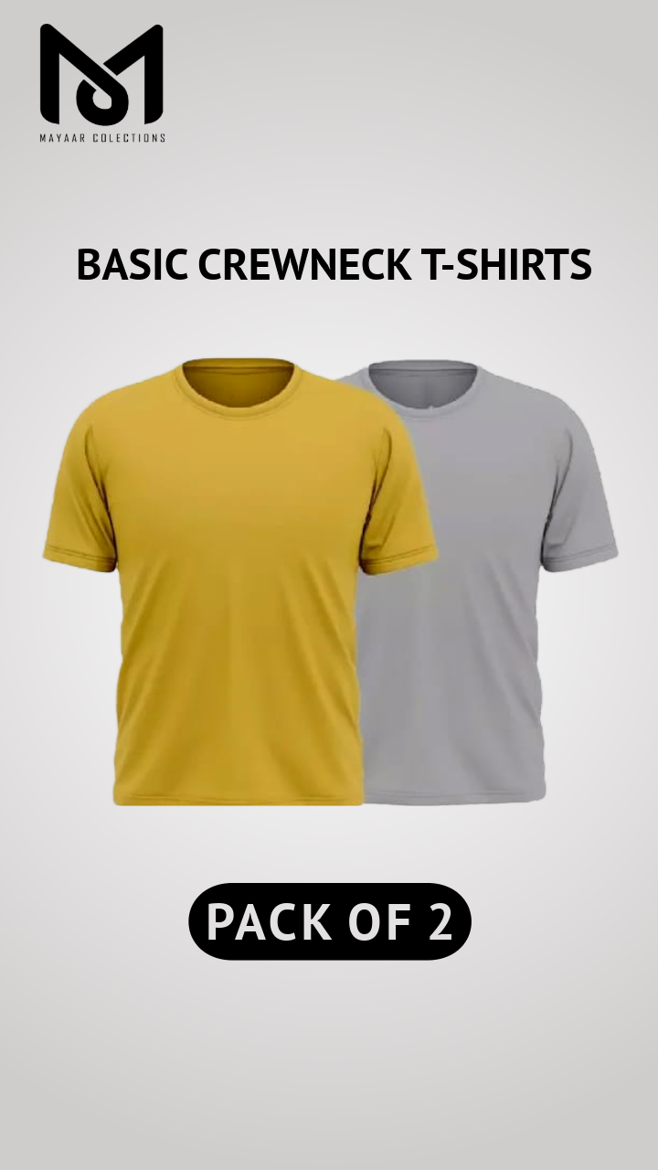 Pack of 2 Men's Premium Heavyweight Crewneck T-Shirts - Slim Fit