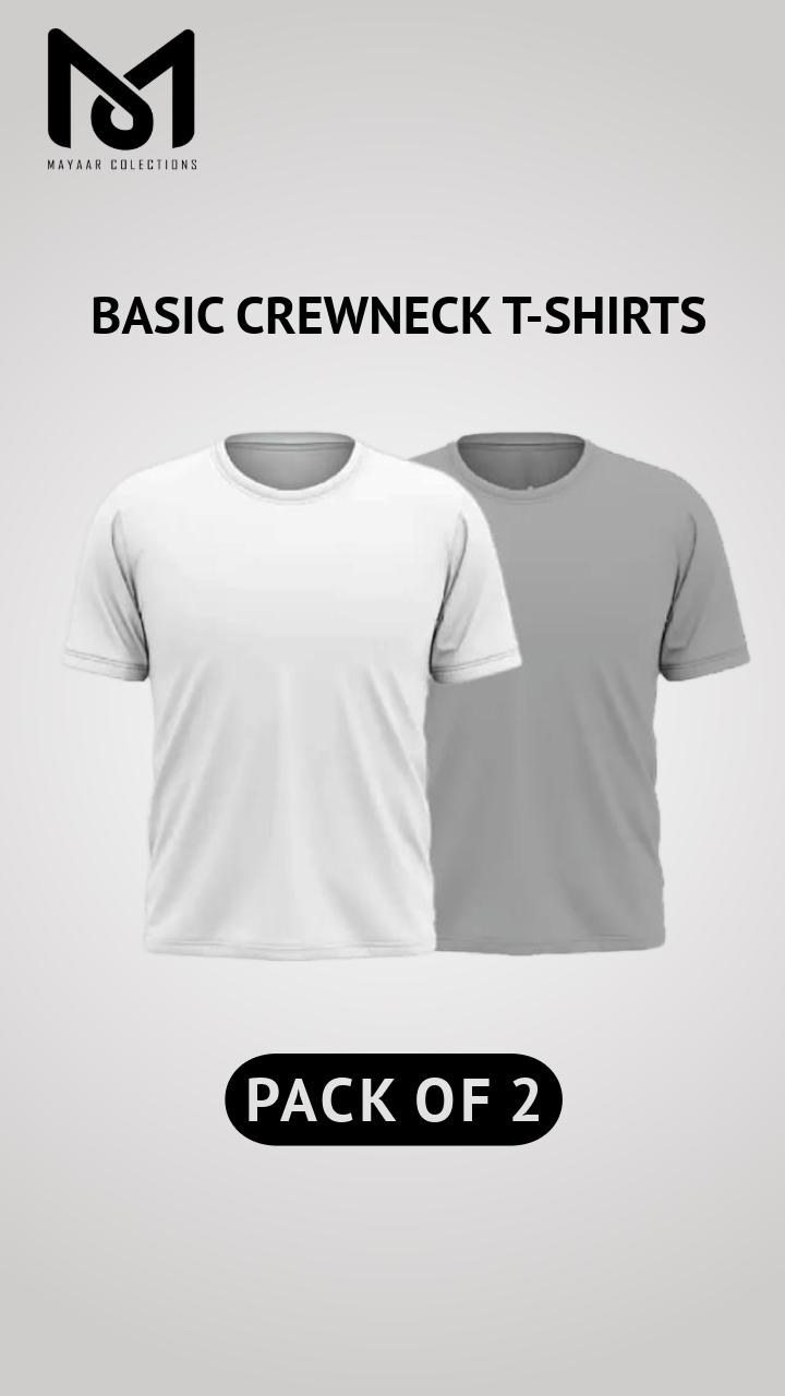 Pack of 2 Men's Premium Heavyweight Crewneck T-Shirts - Slim Fit