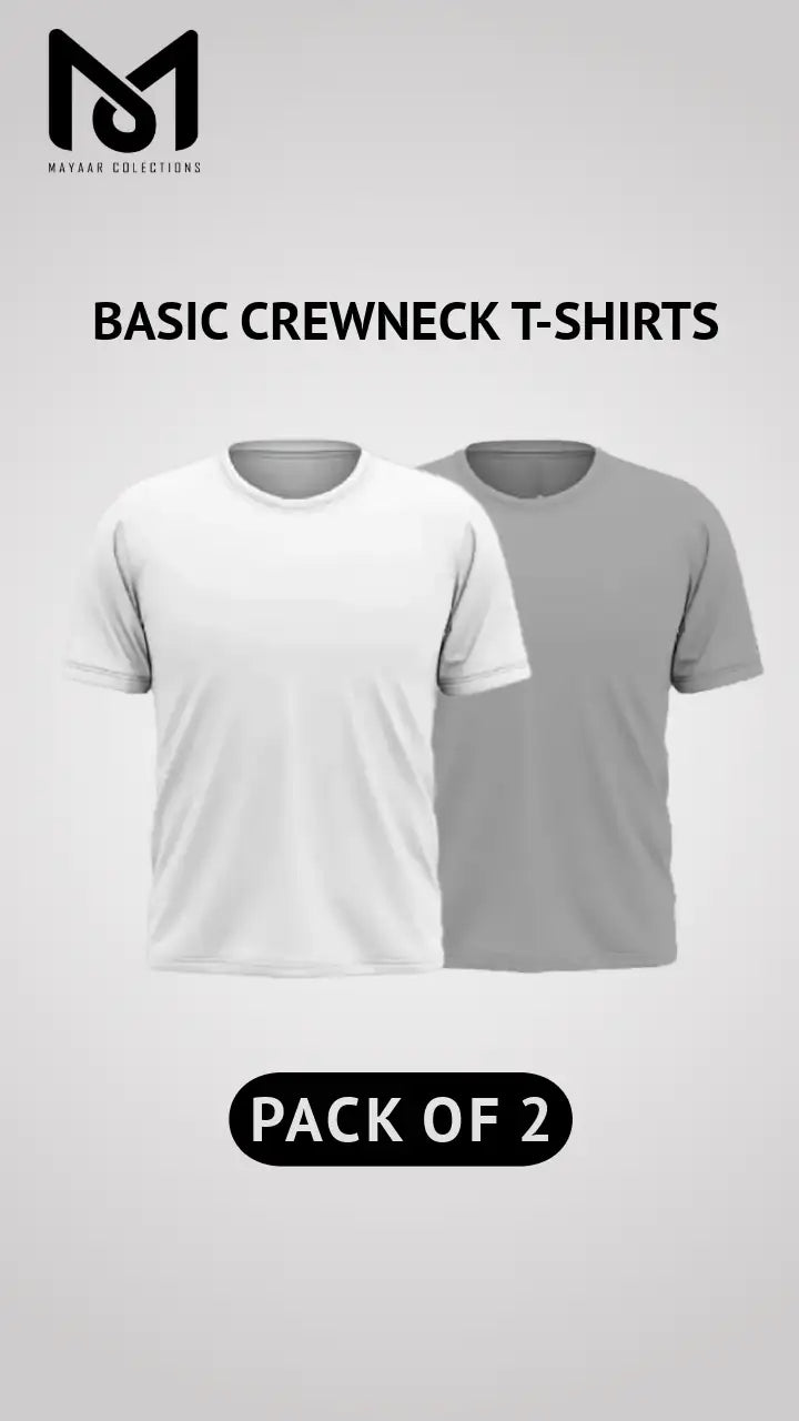 Pack of 2 Men’s Casual Short Sleeve Crew Neck Tees - Mayaar Collections