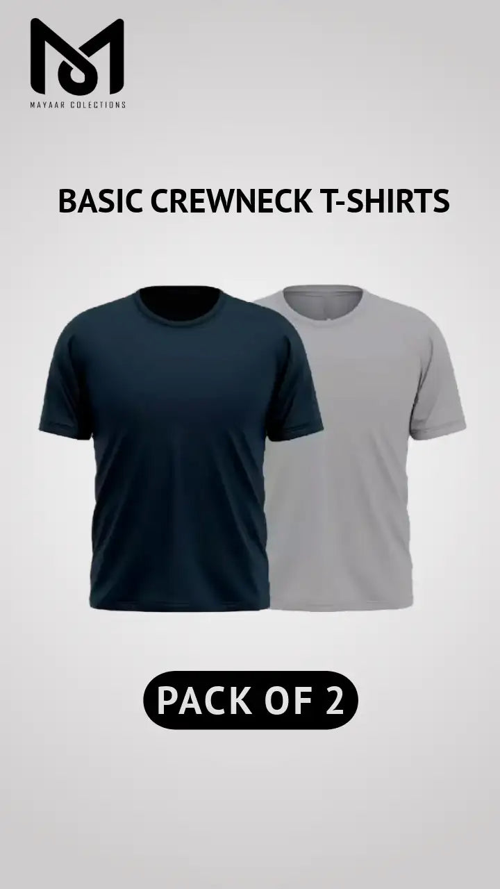 Pack of 2 Men’s Casual Short Sleeve Crew Neck Tees - Mayaar Collections
