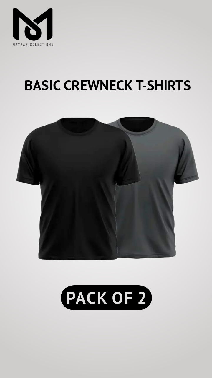 Pack of 2 Men's Premium Heavyweight Crewneck T-Shirts - Slim Fit
