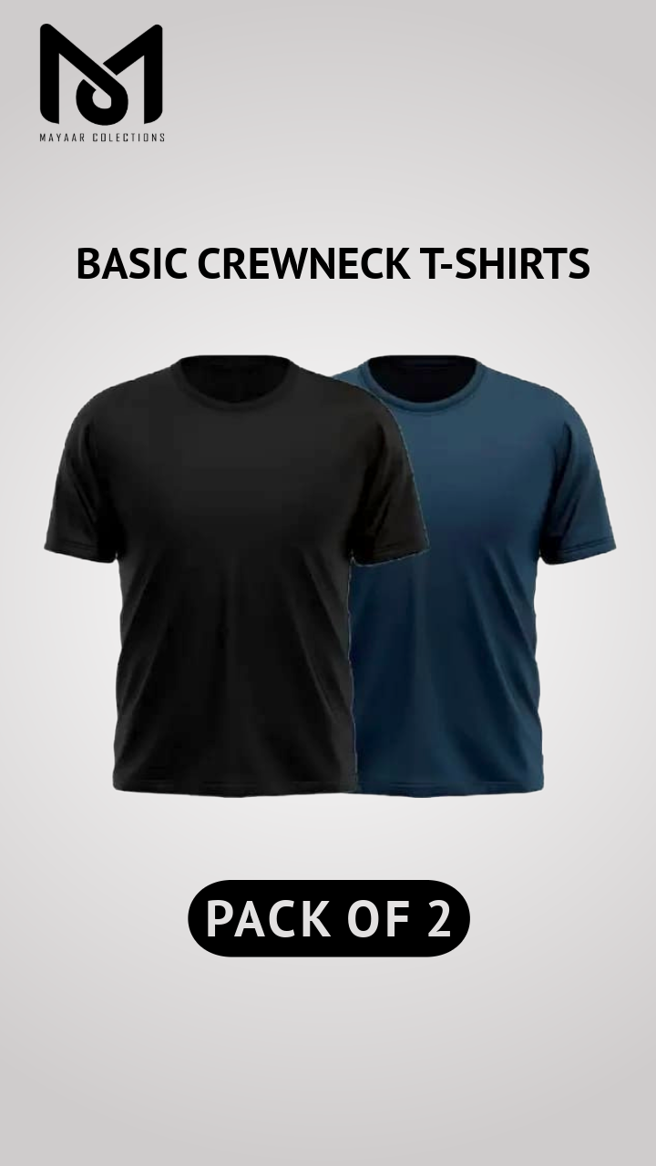 Pack of 2 Men's Premium Heavyweight Crewneck T-Shirts - Slim Fit