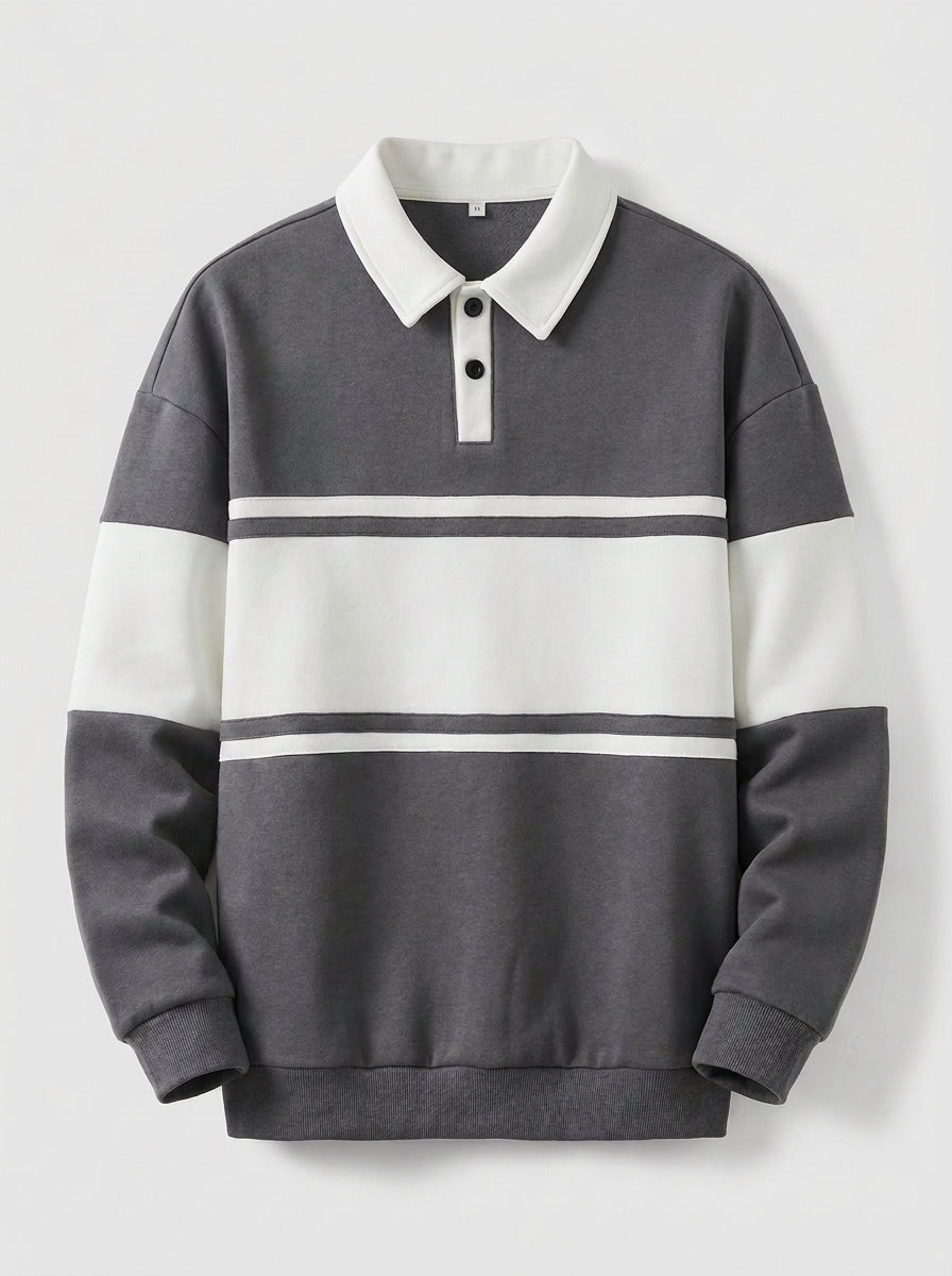 Men’s Dark Grey & White Hoodie – Pullover Long Sleeve Casual Sweatshirt for Gym & Everyday Wear