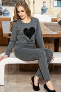 Women's Pajamas Set Short Sleeve Crewneck Shirt Top With Long Pants Sleepwear - Mayaar Collections