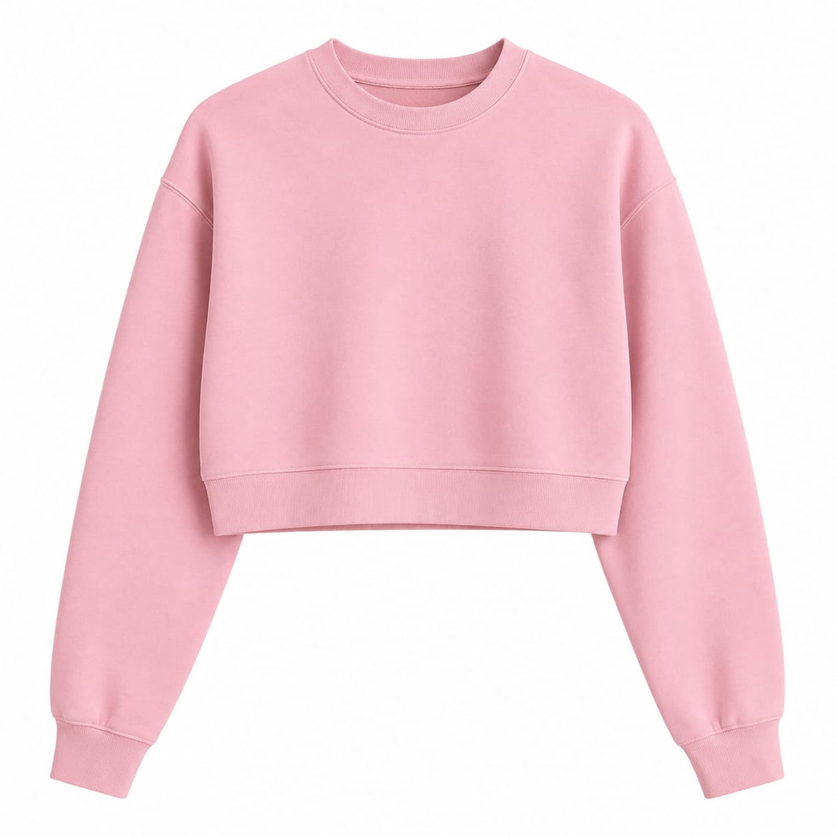 Women’s Light Pink Top – Half-Sleeve Round Neck Cropped T-Shirt