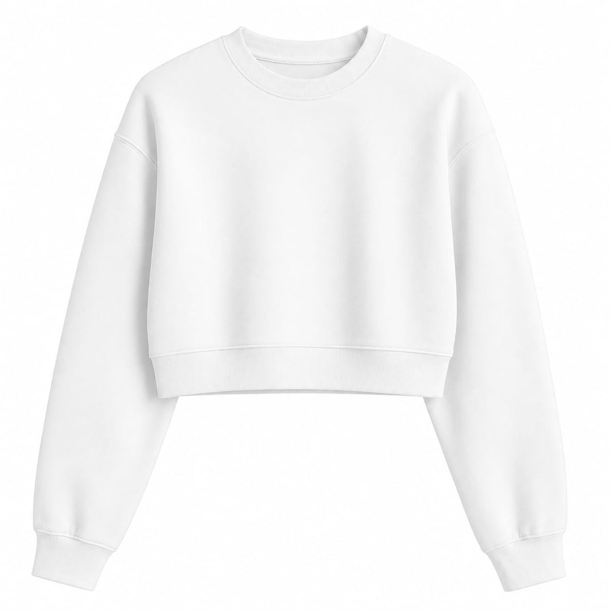 Women’s White Crop Top – Half-Sleeve Round Neck Cropped T-Shirt