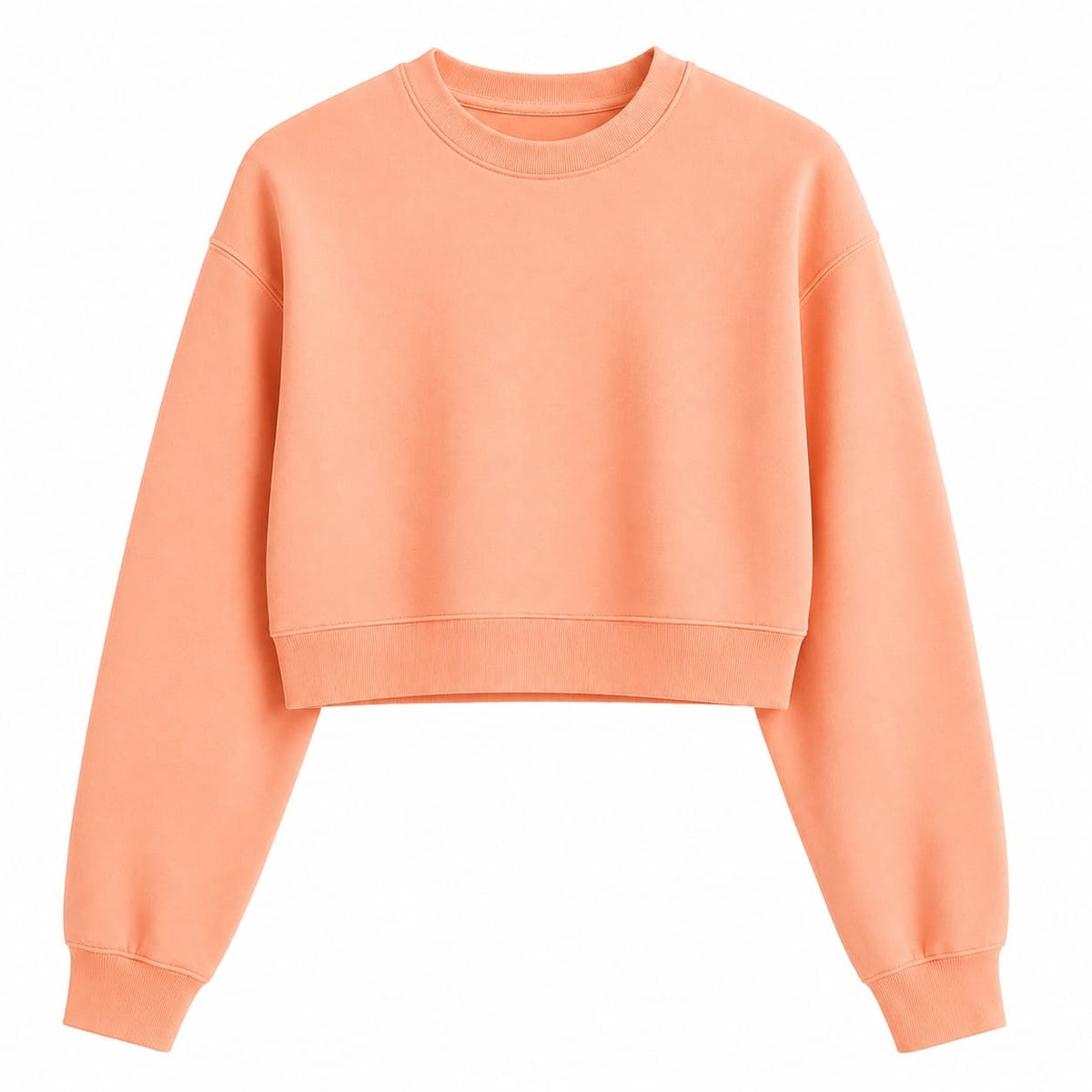 Women’s Pinkish Orange Crop Top – Half-Sleeve Round Neck Cropped T-Shirt