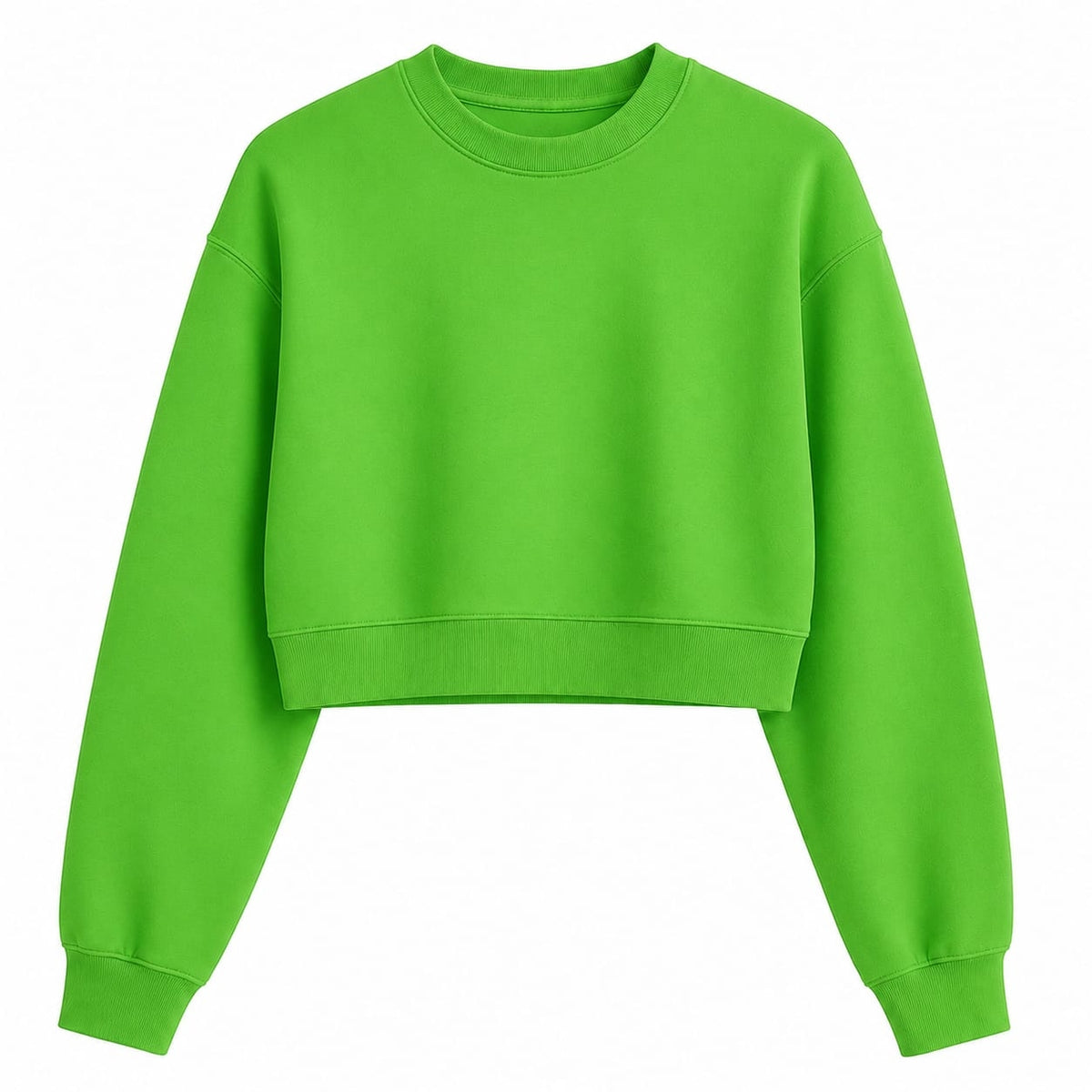 Women’s Parrot Green Crop Top – Half-Sleeve Round Neck Cropped T-Shirt