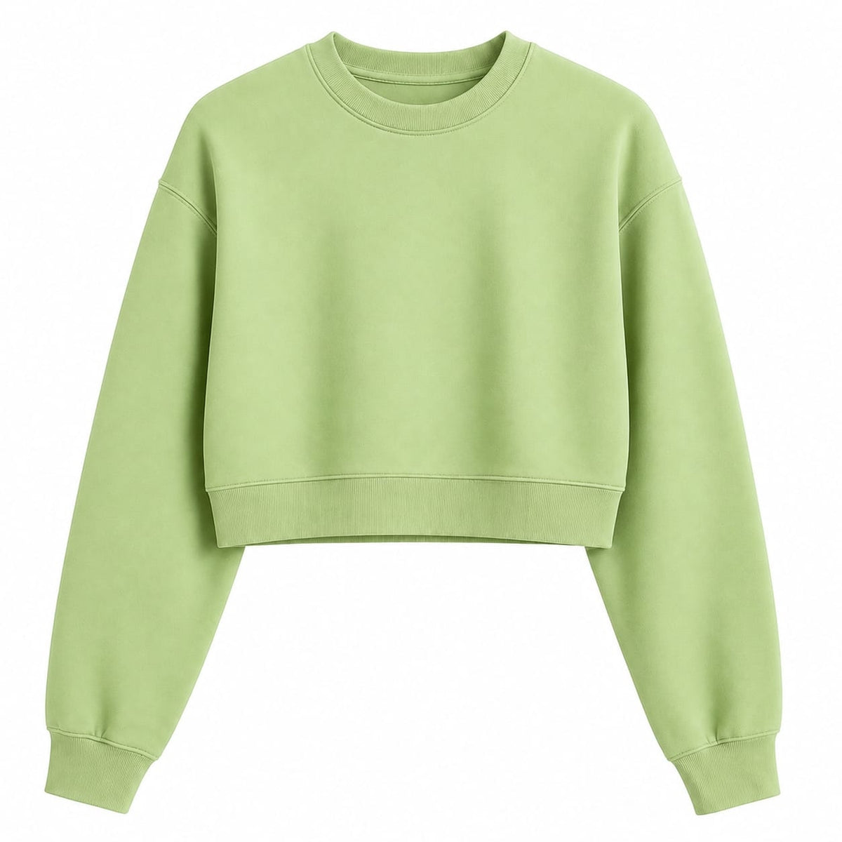 Women’s Light Green Crop Top – Half-Sleeve Round Neck Cropped T-Shirt