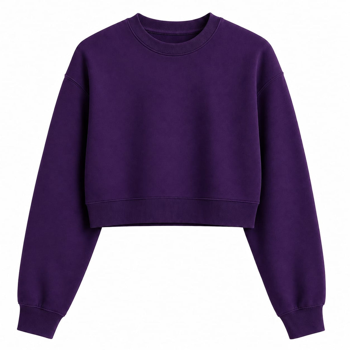 Women’s Dark Purple Crop Top – Half-Sleeve Round Neck Cropped T-Shirt
