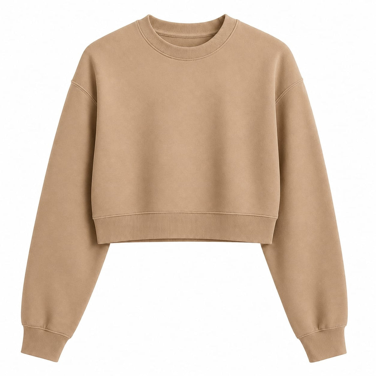 Women’s Camel Top – Half-Sleeve Round Neck Cropped T-Shirt