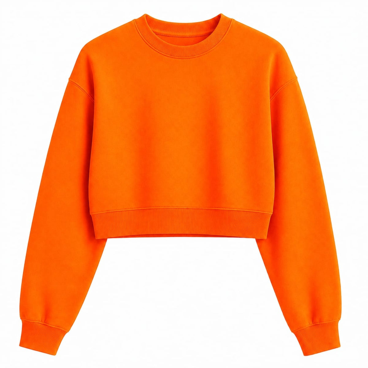 Women’s Orange Top – Half-Sleeve Round Neck Cropped T-Shirt