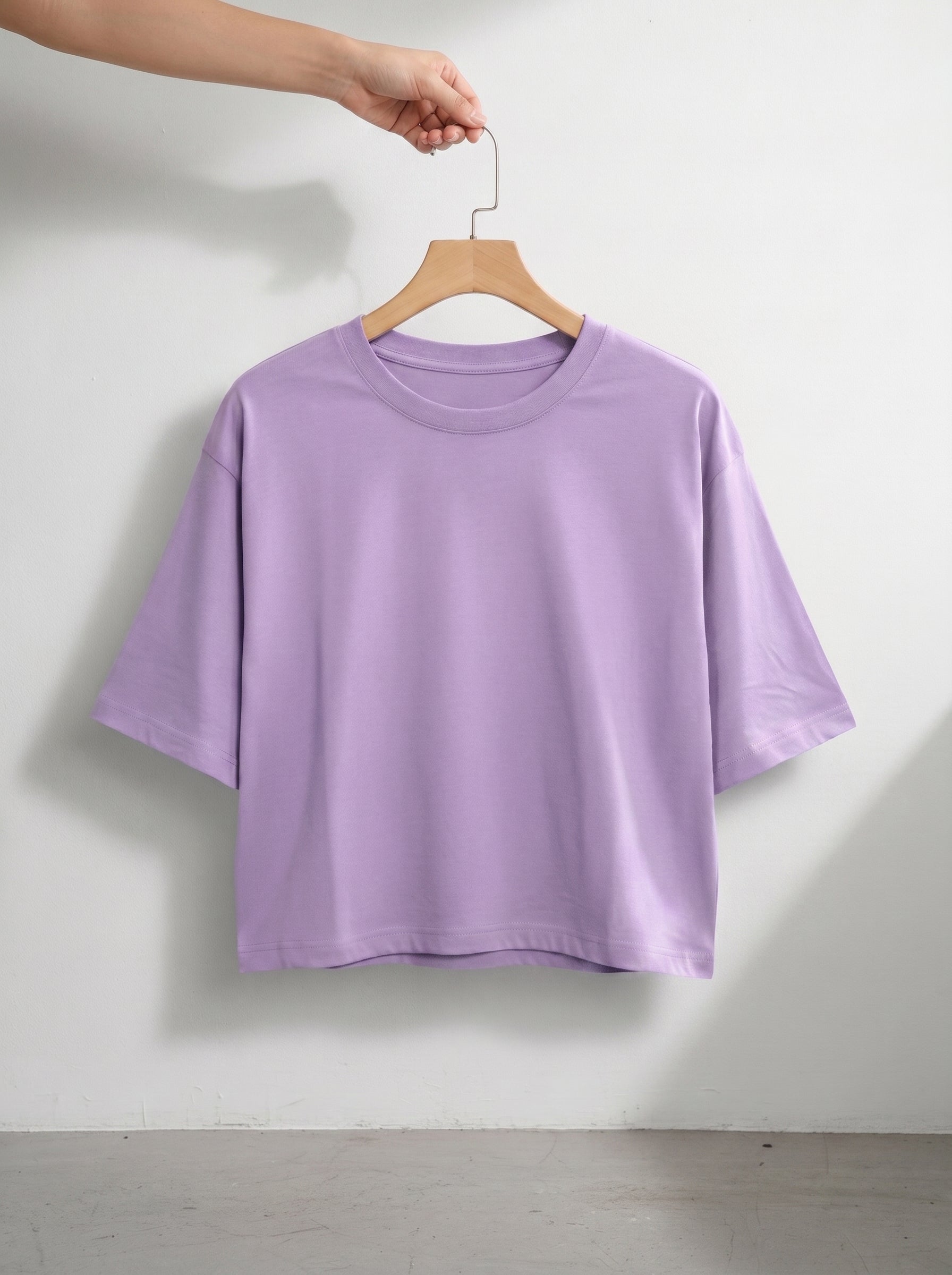 Women’s Light Purple Half Sleeve Cropped T-Shirt Casual Round Neck Summer Basic Crop Top - Mayaar Collections