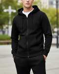 Black Zip-Up Hooded Sweatshirt and Coordinated Joggers - Mayaar Collections